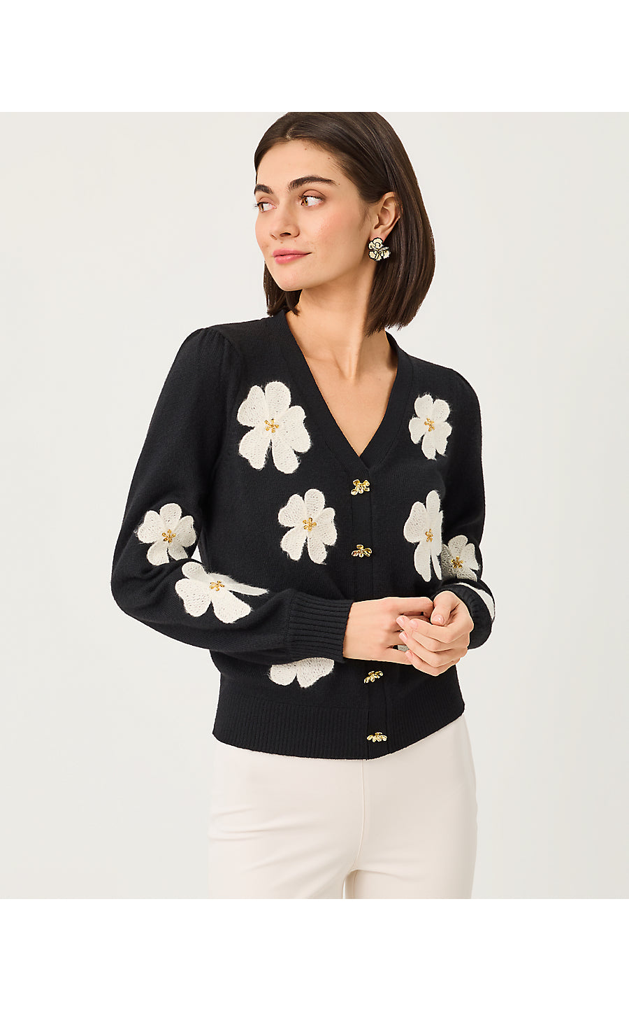 MILLARD SWEATER, BLACK BIG LILLYS FLOWER EMBROIDERY