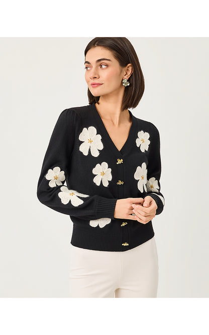 MILLARD SWEATER, BLACK BIG LILLYS FLOWER EMBROIDERY