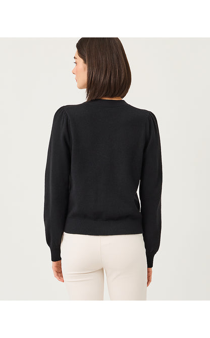 MILLARD SWEATER, BLACK BIG LILLYS FLOWER EMBROIDERY