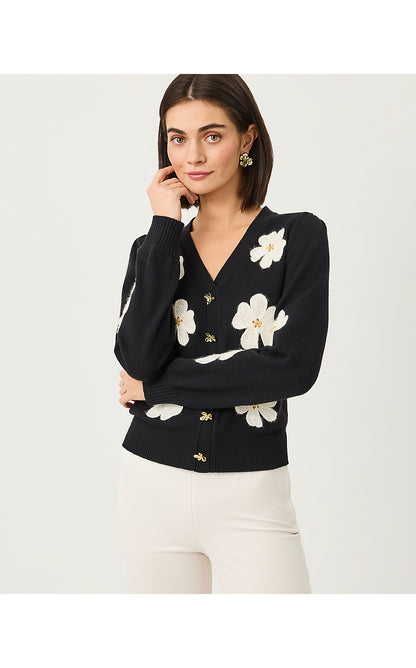 MILLARD SWEATER, BLACK BIG LILLYS FLOWER EMBROIDERY