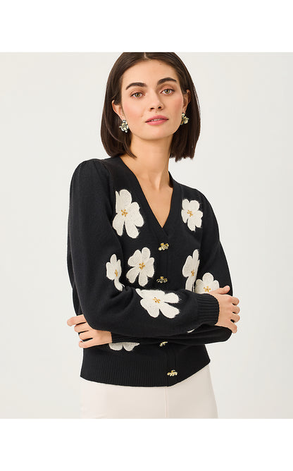 MILLARD SWEATER, BLACK BIG LILLYS FLOWER EMBROIDERY