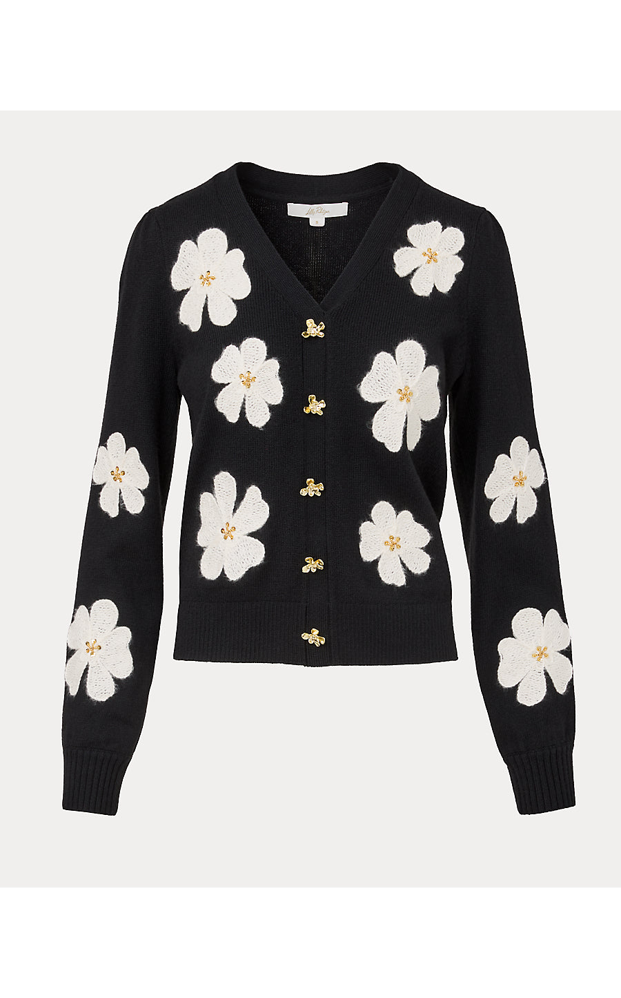 MILLARD SWEATER, BLACK BIG LILLYS FLOWER EMBROIDERY