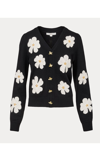 MILLARD SWEATER, BLACK BIG LILLYS FLOWER EMBROIDERY