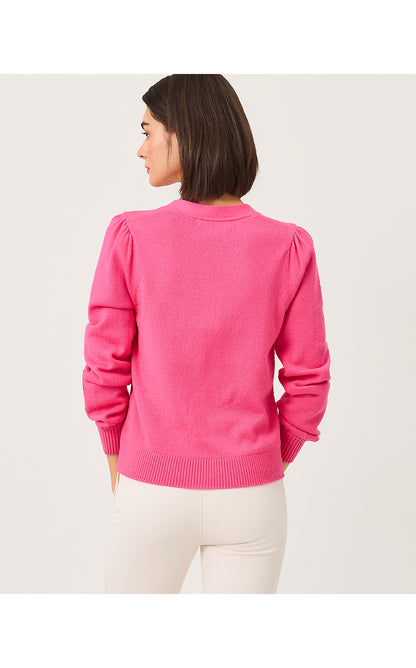 MILLARD SWEATER, PINK ASTER BIG LILLYS FLOWER EMBROIDERY