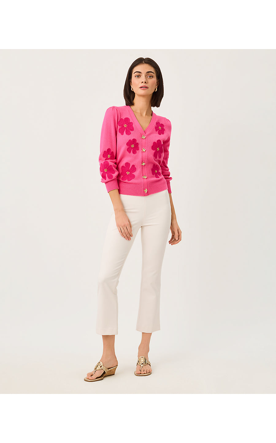 MILLARD SWEATER, PINK ASTER BIG LILLYS FLOWER EMBROIDERY