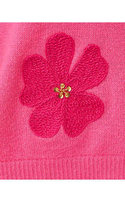 MILLARD SWEATER, PINK ASTER BIG LILLYS FLOWER EMBROIDERY