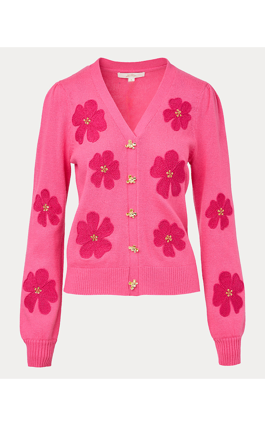MILLARD SWEATER, PINK ASTER BIG LILLYS FLOWER EMBROIDERY