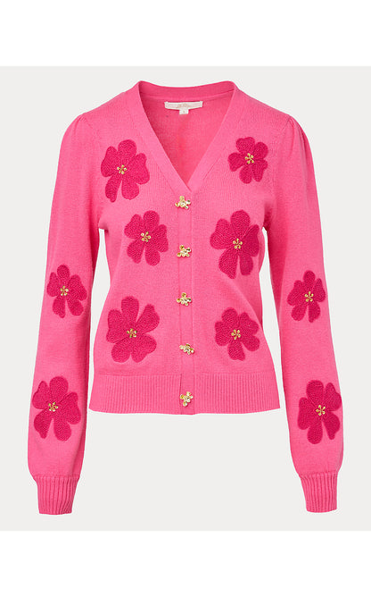 MILLARD SWEATER, PINK ASTER BIG LILLYS FLOWER EMBROIDERY
