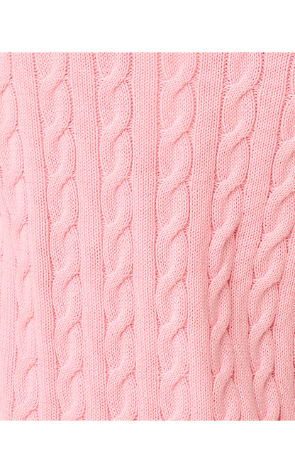 BROCKTON CREW NECK CARDIGAN, CONCH SHELL PINK X JACKFRUIT GREEN TIPPING