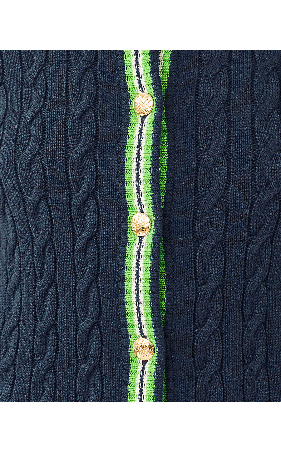 BROCKTON CREW NECK CARDIGAN, LOW TIDE NAVY X CHATEAU GREEN TIPPING