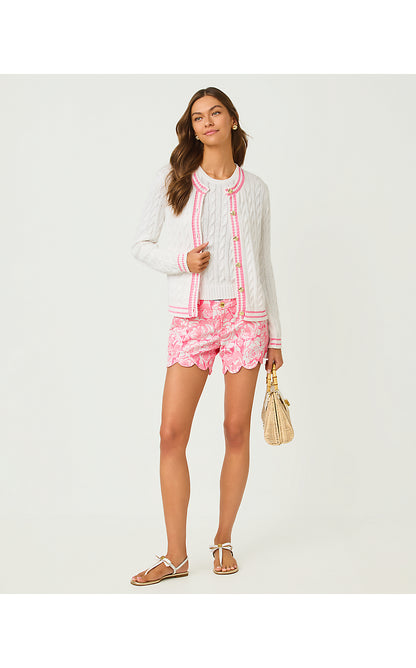 BROCKTON CREW NECK CARDIGAN, RESORT WHITE X CONCH SHELL PINK TIPPING