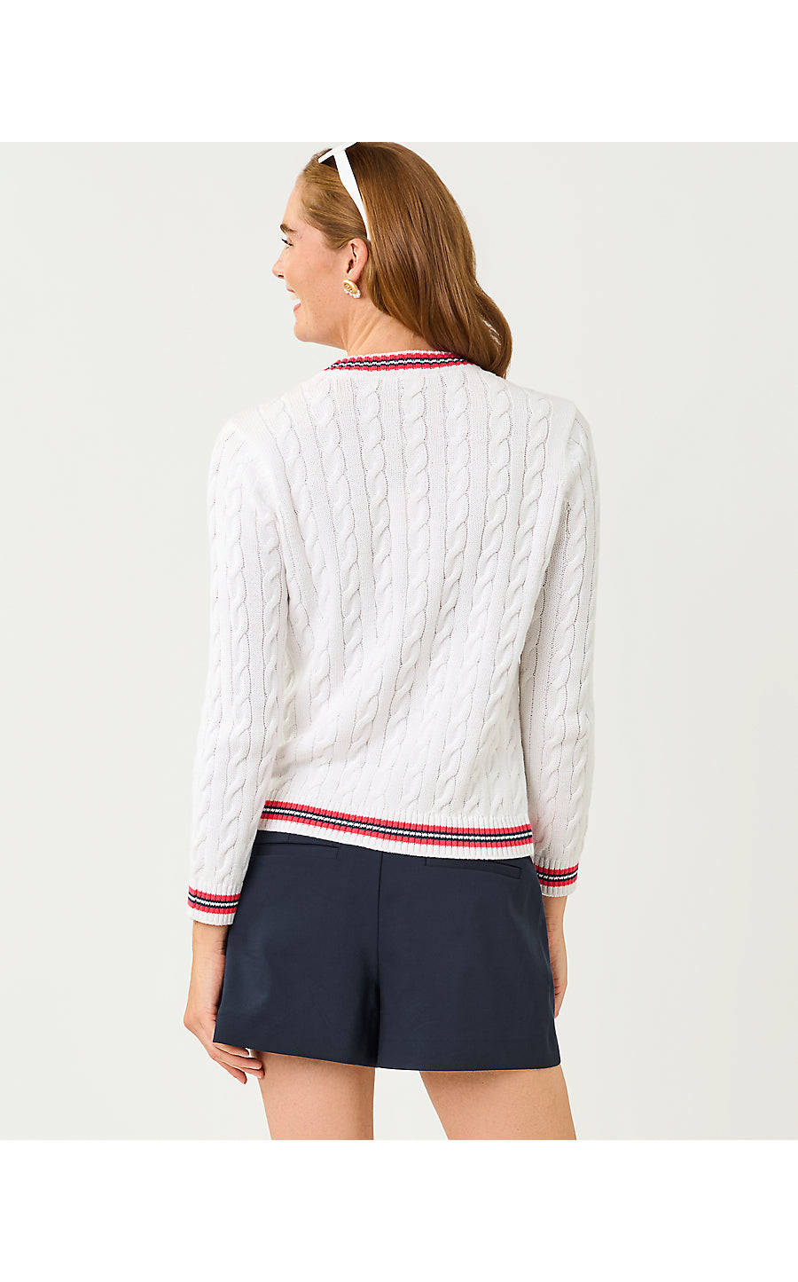 BROCKTON CREW NECK CARDIGAN, RESORT WHITE X PARADISE PUNCH TIPPING