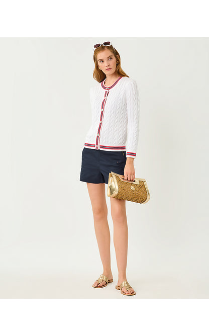 BROCKTON CREW NECK CARDIGAN, RESORT WHITE X PARADISE PUNCH TIPPING