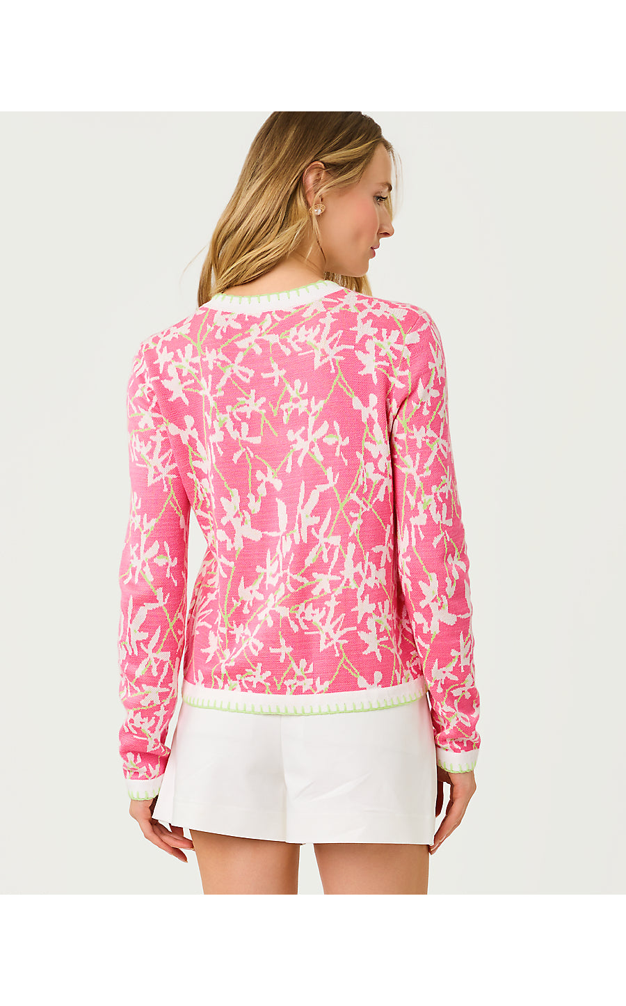 MANZIE CARDIGAN, CONFETTI PINK LIZA JACQUARD