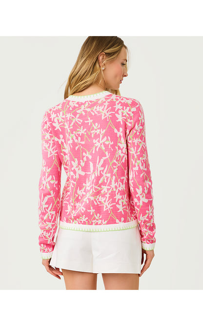 MANZIE CARDIGAN, CONFETTI PINK LIZA JACQUARD