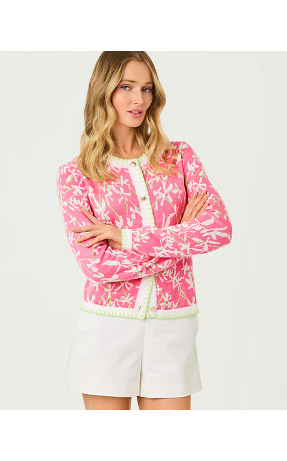 MANZIE CARDIGAN, CONFETTI PINK LIZA JACQUARD