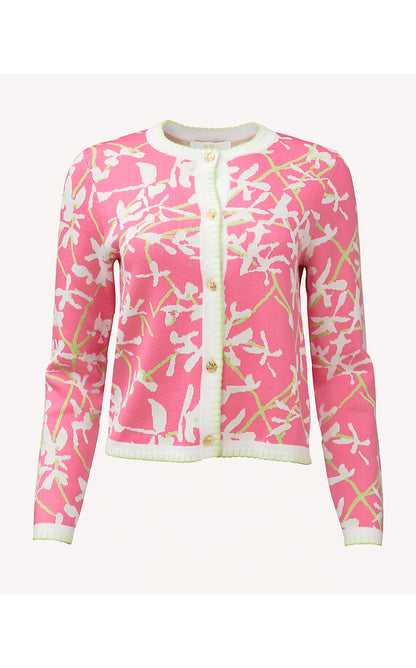 MANZIE CARDIGAN, CONFETTI PINK LIZA JACQUARD