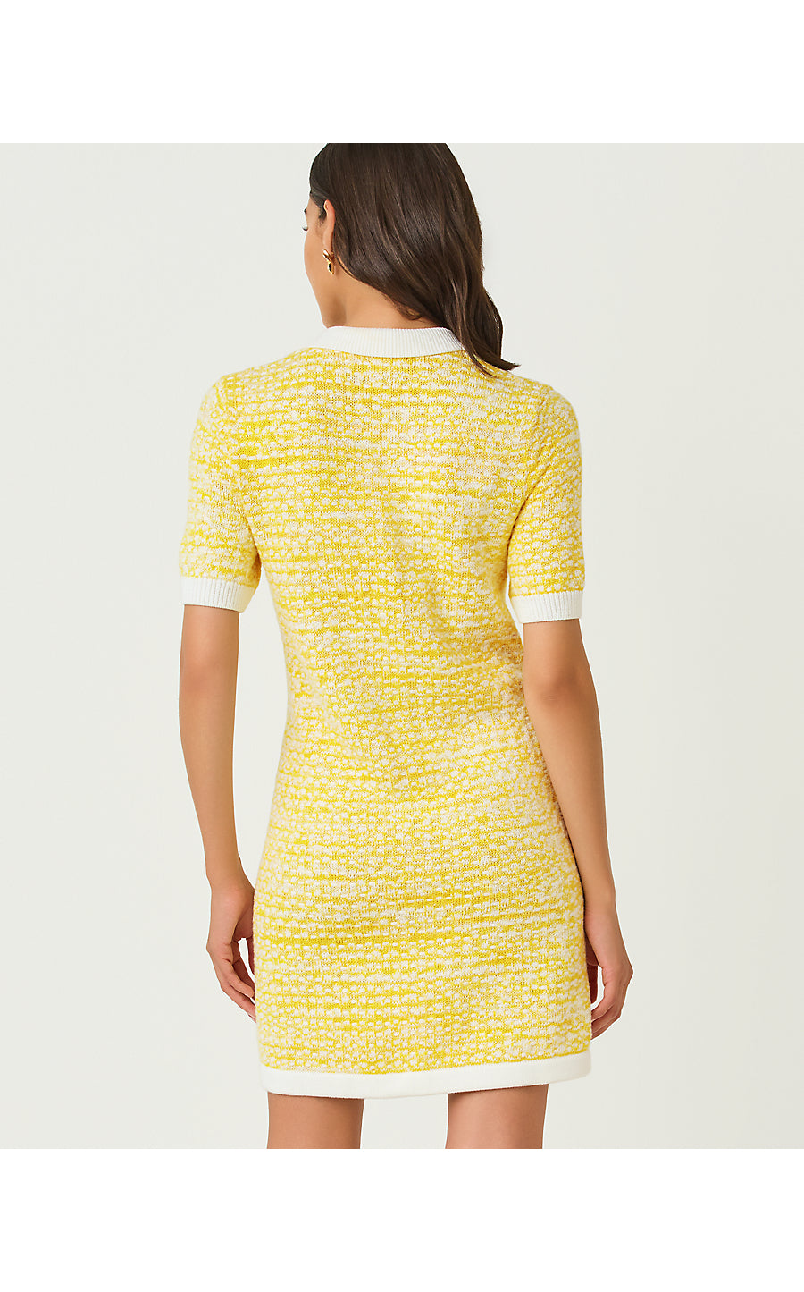 THEODORAH POLO SWEATER DRESS, ESTELLE YELLOW METALLIC MARL