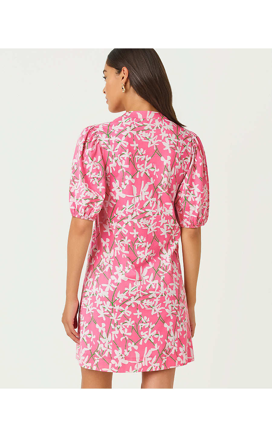 CAREY DRESS, CONFETTI PINK LIZA OVERPRINT