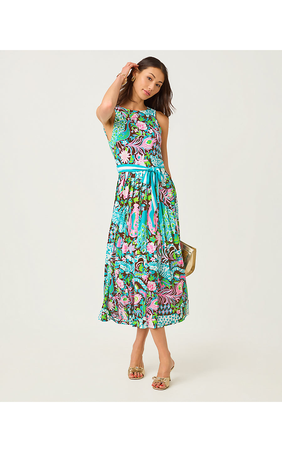 GRACYN MIDI DRESS, MULTI ROYAL ZOO ENGINEERED KNIT DRESS