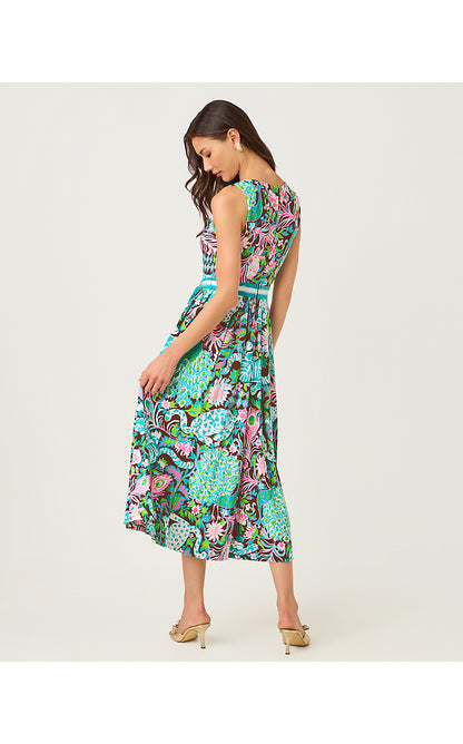 GRACYN MIDI DRESS, MULTI ROYAL ZOO ENGINEERED KNIT DRESS