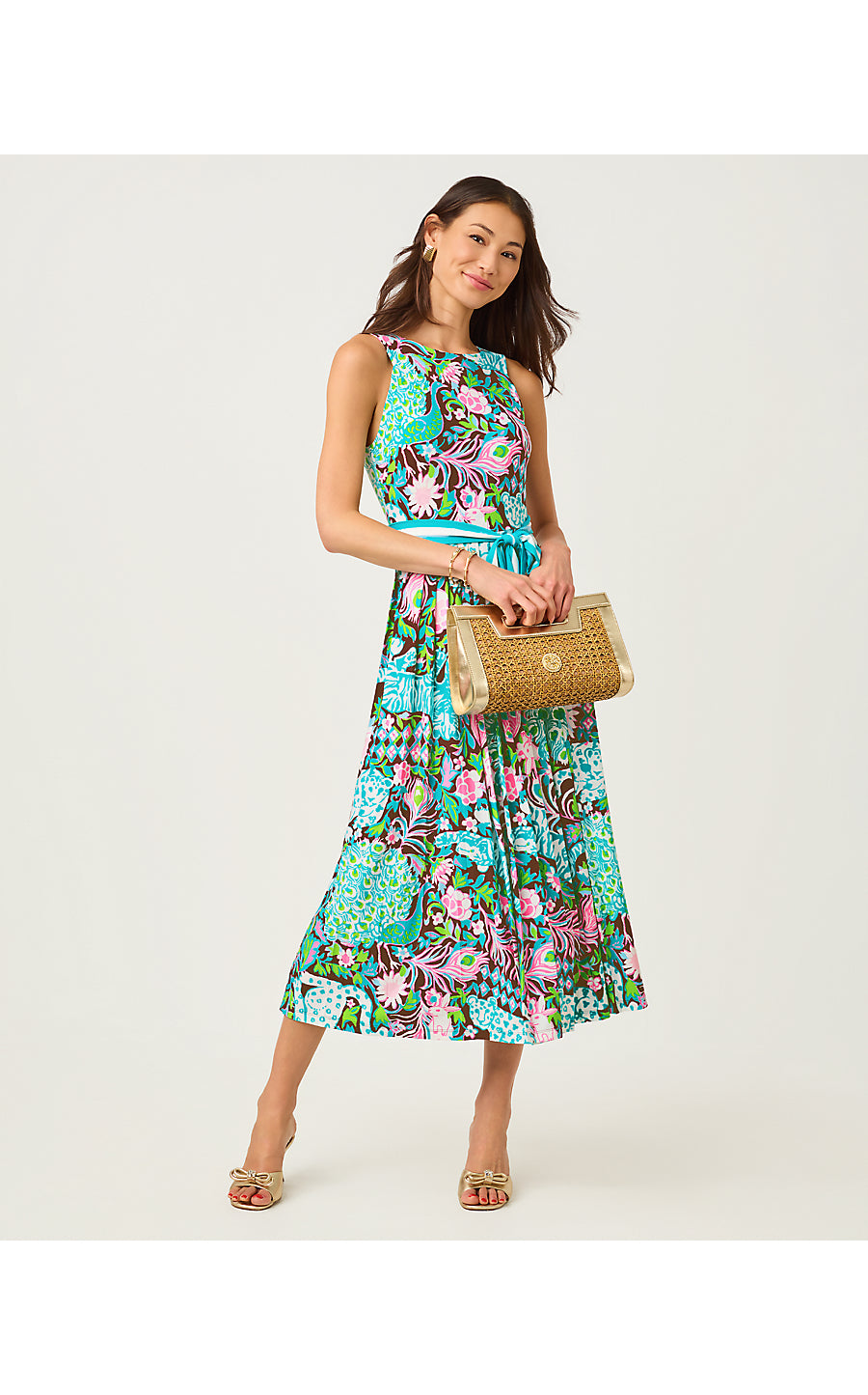 GRACYN MIDI DRESS, MULTI ROYAL ZOO ENGINEERED KNIT DRESS