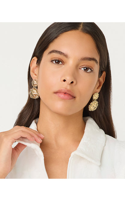 SUNNY HUNNY STATEMENT EARRING, GOLD METALLIC