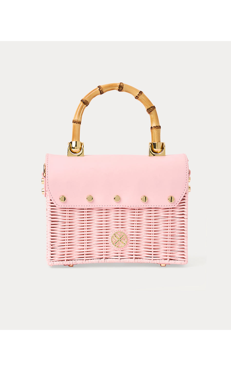 TEIGHEN BOW WICKER BAG, PINK MUSE