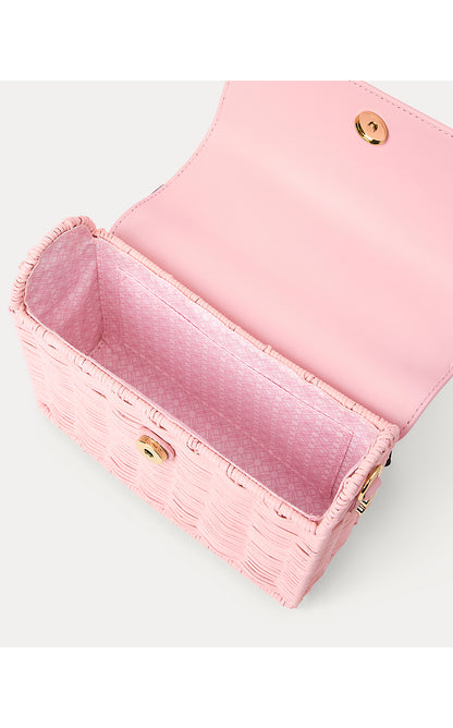 TEIGHEN BOW WICKER BAG, PINK MUSE