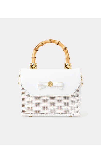 TEIGHEN BOW WICKER BAG, RESORT WHITE