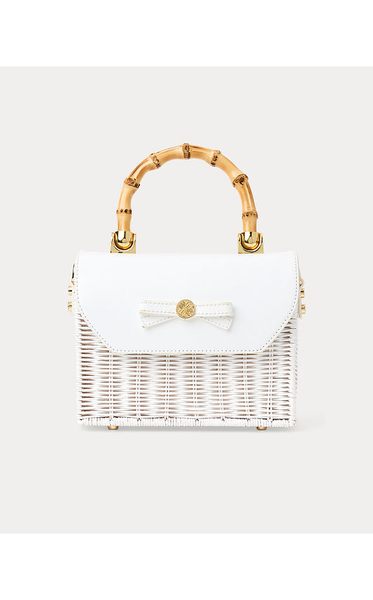 TEIGHEN BOW WICKER BAG, RESORT WHITE
