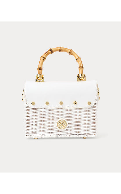 TEIGHEN BOW WICKER BAG, RESORT WHITE
