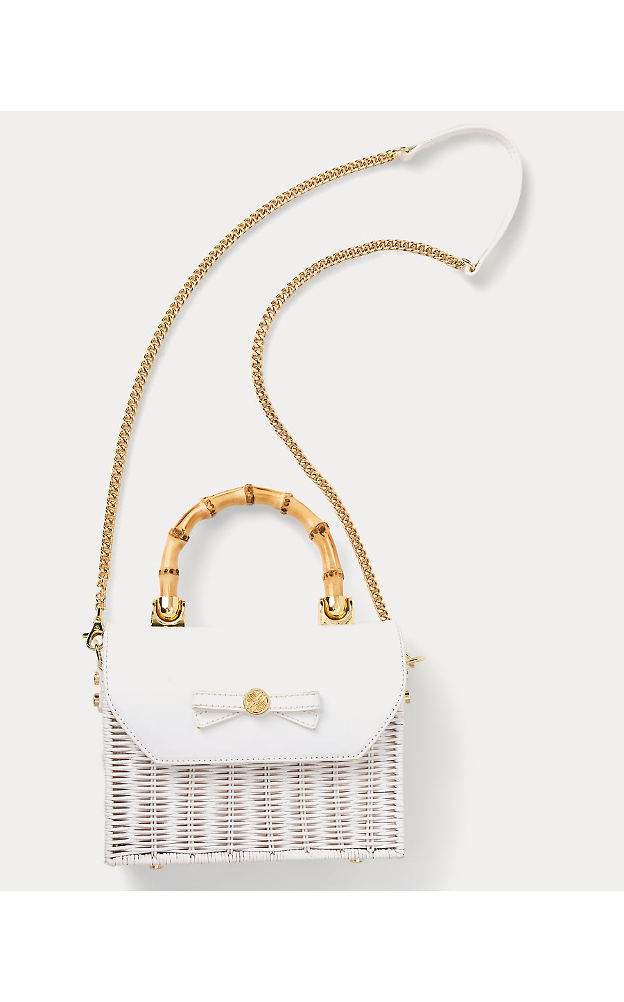 TEIGHEN BOW WICKER BAG, RESORT WHITE