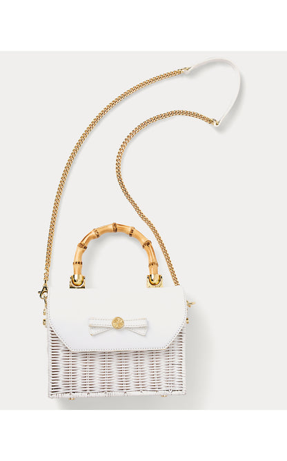 TEIGHEN BOW WICKER BAG, RESORT WHITE