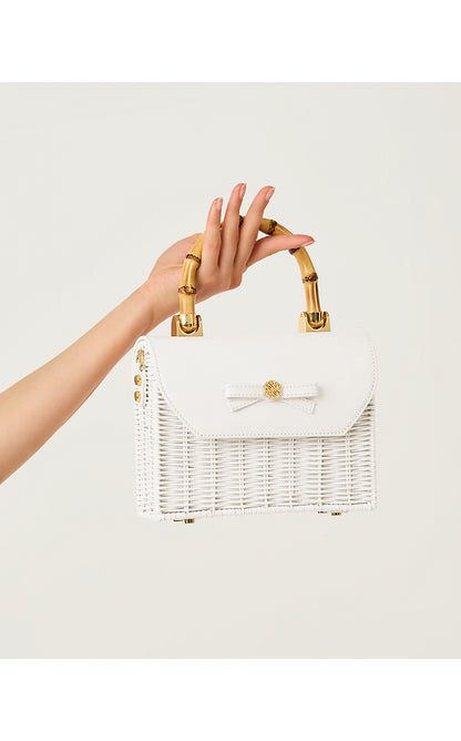 TEIGHEN BOW WICKER BAG, RESORT WHITE