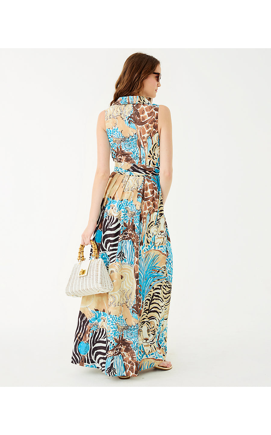 MARRIA STRETCH MAXI DRESS, BREEZY AQUA OVERSIZED LILLYS ZOO