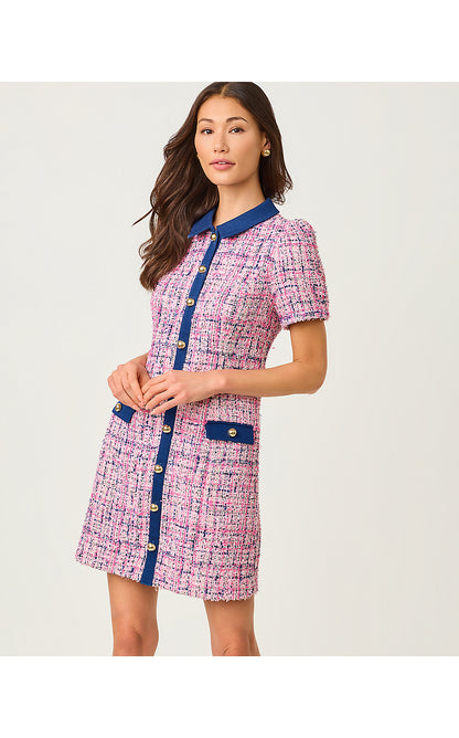 AARYN BOUCLE SHIFT, CONFETTI PINK EYELASH TEXTURE BOUCLE