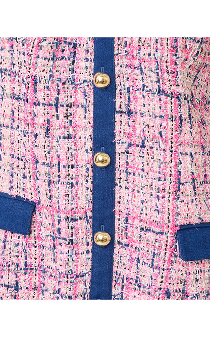 AARYN BOUCLE SHIFT, CONFETTI PINK EYELASH TEXTURE BOUCLE