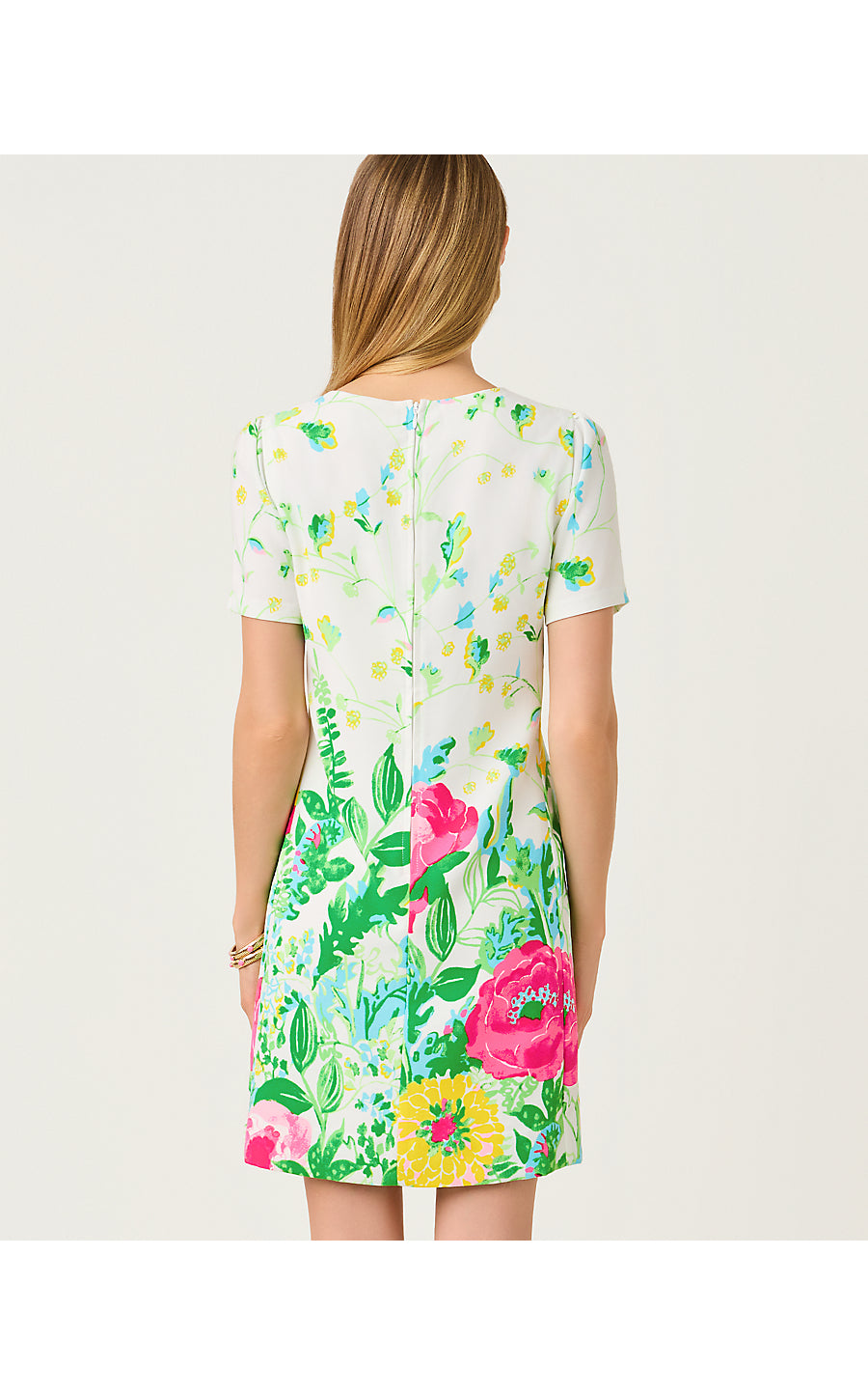 EDITA SHORT SLEEVE SHIFT, MULTI POPPY PARTY ENGINEERED WOVEN SHIFT