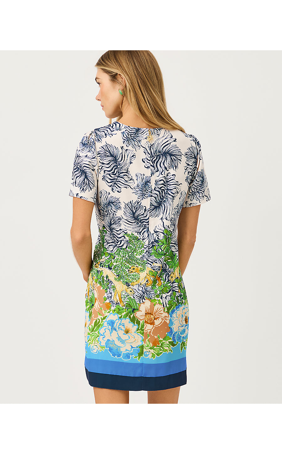 EDITA SHORT SLEEVE SHIFT, RUTABAGA SYMPEONY ENGINEERED WOVEN SHIFT