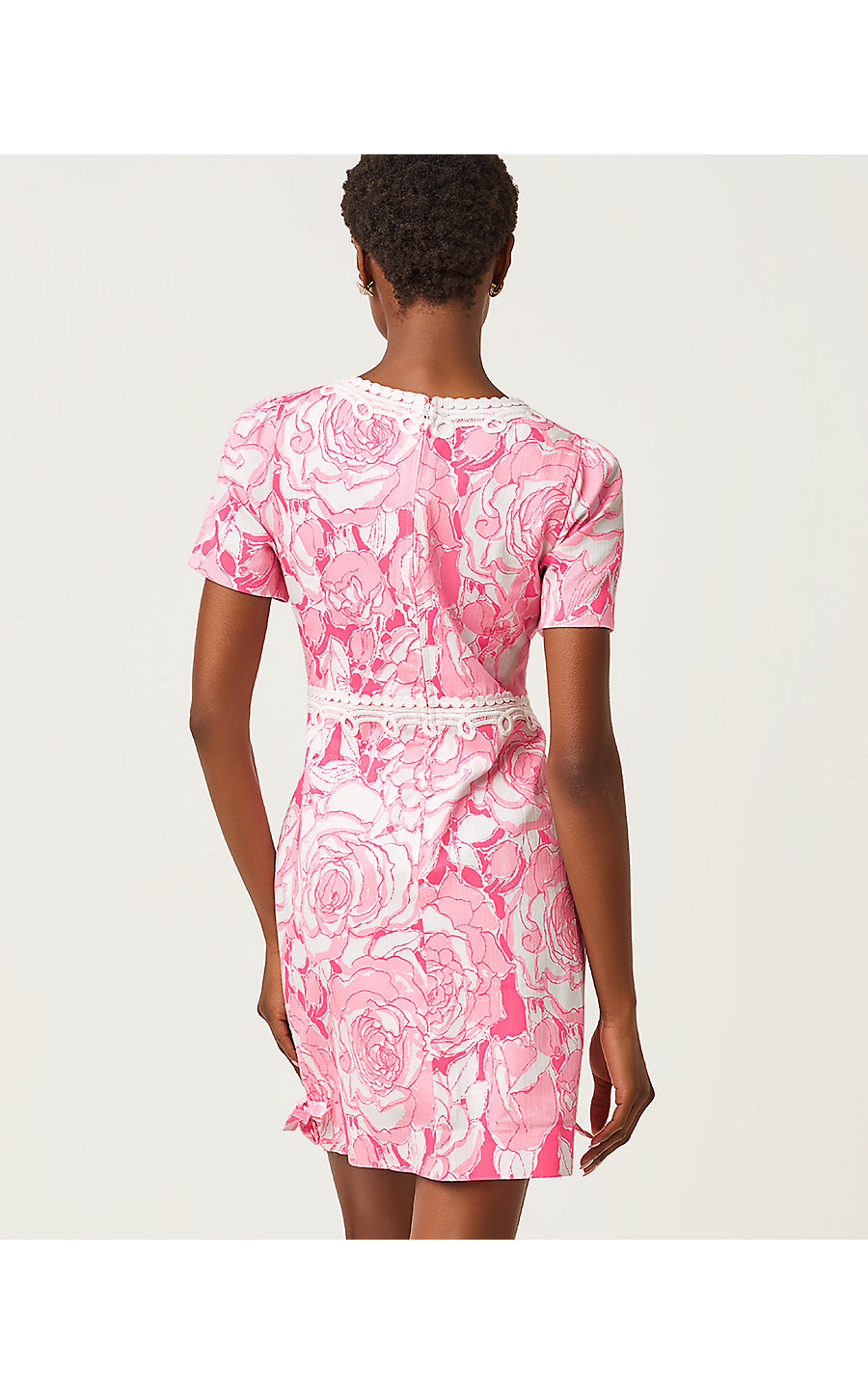 EVITA SHORT SLEEVE STRETCH DRESS, CONFETTI PINK ROSANNA
