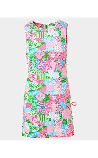 ETTIE STRETCH SHIFT, MULTI CRAZY QUILT