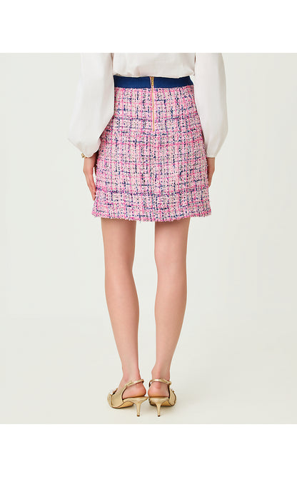 JENNIFER BOUCLE MINI SKIRT, CONFETTI PINK EYELASH TEXTURE BOUCLE