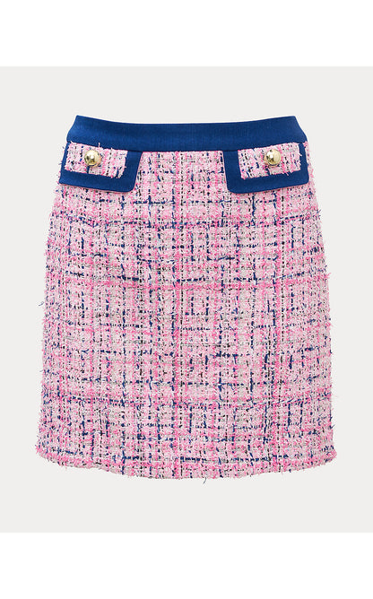 JENNIFER BOUCLE MINI SKIRT, CONFETTI PINK EYELASH TEXTURE BOUCLE