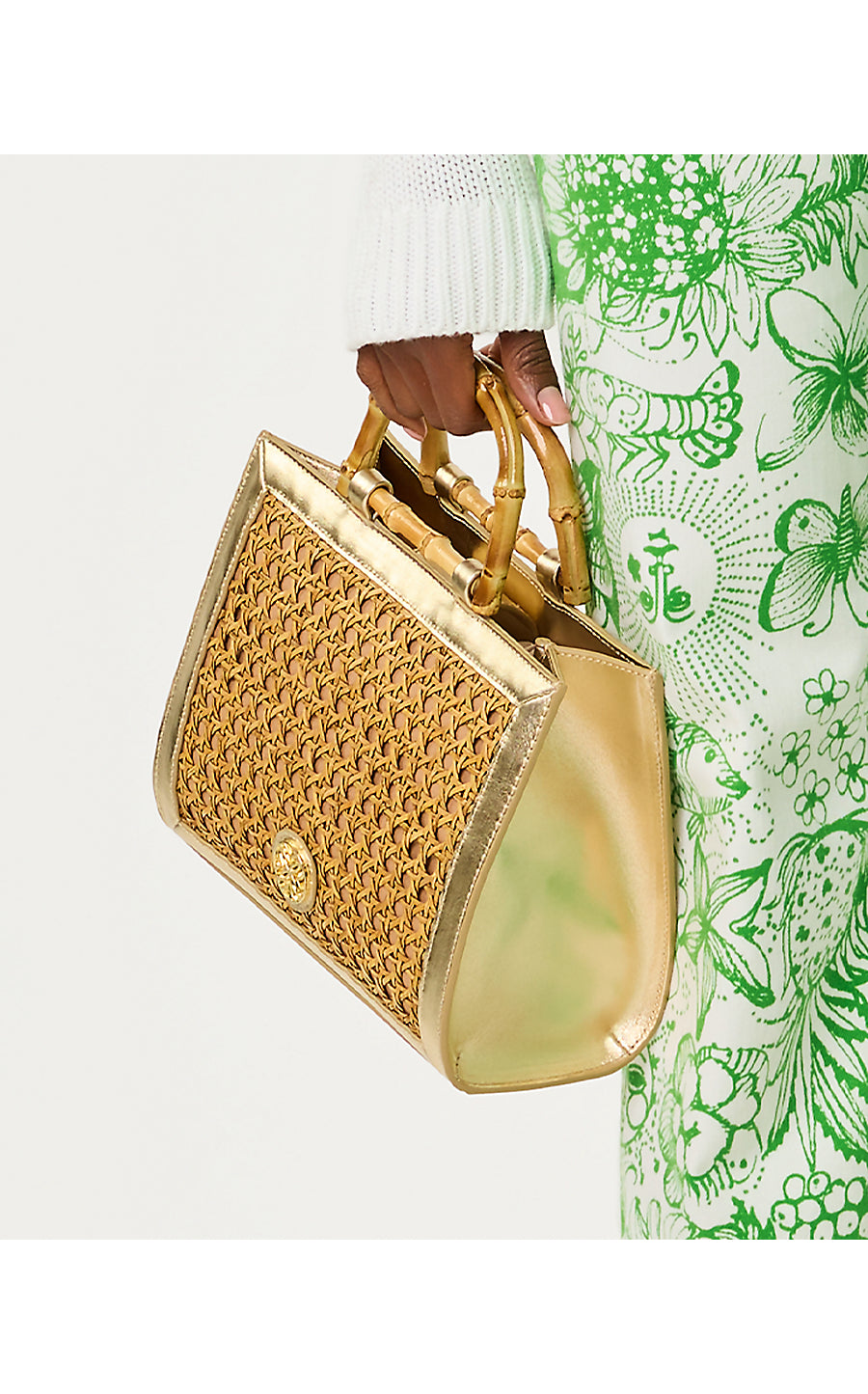 LIZA CANE TOP HANDLE BAG, NATURAL