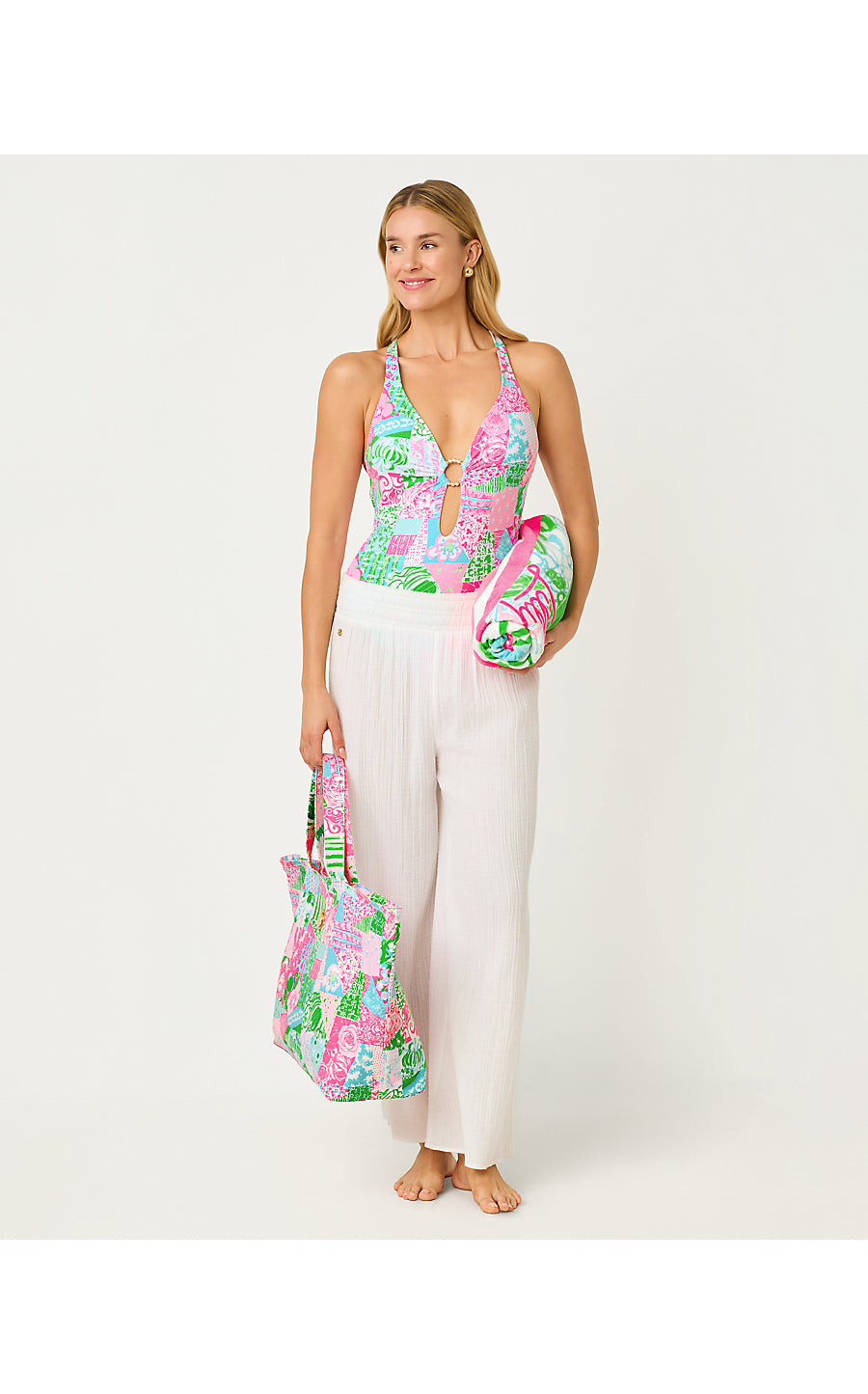 GWP POOL TOTE, MULTI CRAZY QUILT