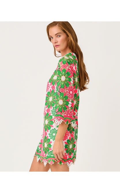 JOURI LACE DRESS, CHERRY BLOSSOM PINK SUNSHINE TILE LACE