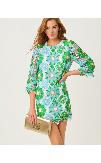 JOURI LACE DRESS, PUTTING GREEN SUNSHINE TILE LACE