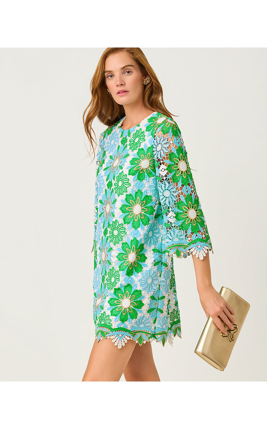 JOURI LACE DRESS, PUTTING GREEN SUNSHINE TILE LACE