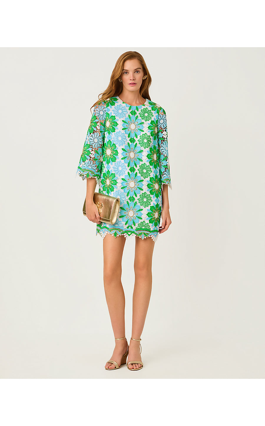 JOURI LACE DRESS, PUTTING GREEN SUNSHINE TILE LACE